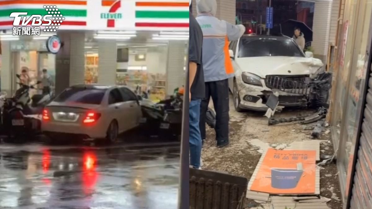 桃園賓士駕駛一天去2次「小七得來速？」恍神誤踩油門整車面目全非