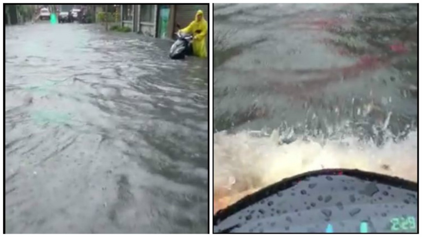 有民眾騎車Gogoro上路，行駛淹水路段仍照過不誤。(圖／翻攝自臉書社團「Gogoro Fan Club」)