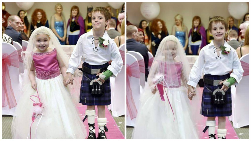 5歲的癌末女童伊麗德最大的願望是嫁給6歲的好友哈里森，家人幫她完成心願。(圖／翻攝自Eileidhs Journey臉書粉絲團)