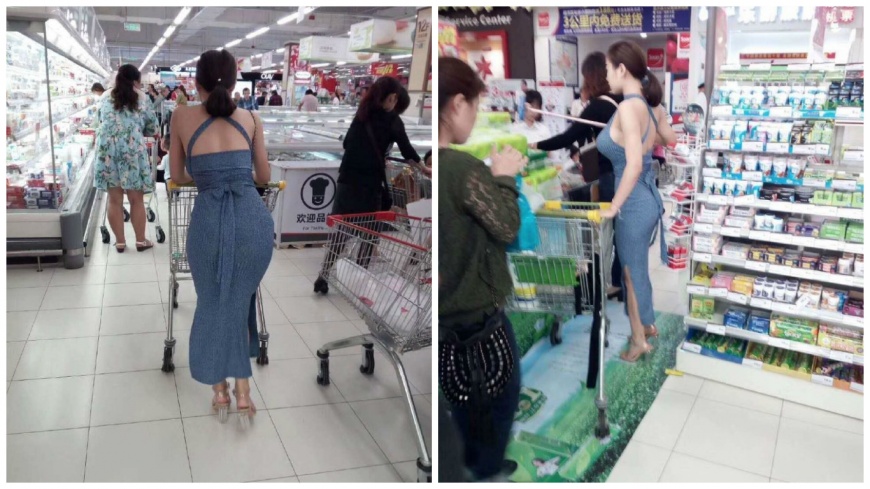 有網友在超市看到一名超殺辣妹，身材好到宛如真人版娜美。(圖／翻攝自微博)