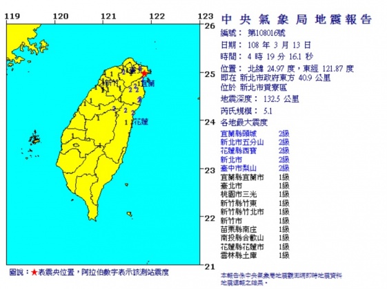 0313地震 - 0313地震.jpg 圖/翻攝自中央氣象局