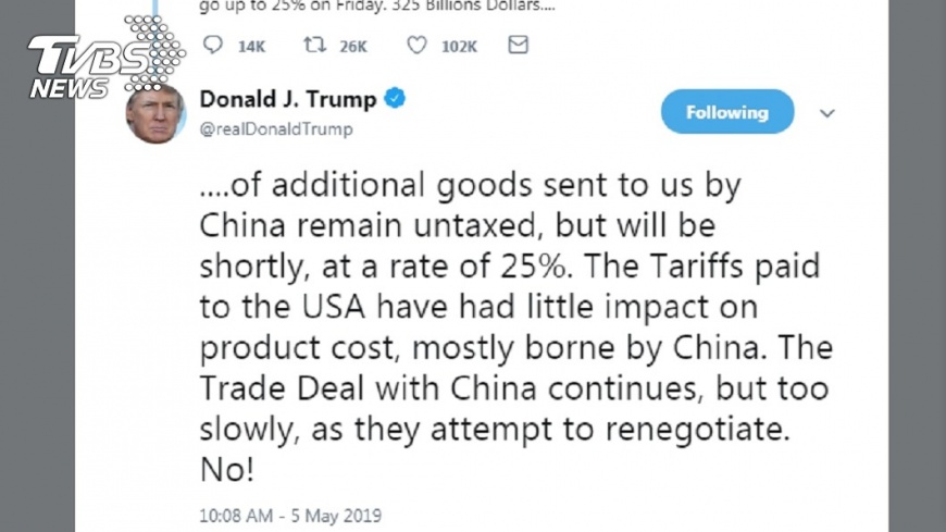 川普的貿易戰談判策略，讓北京政府摸不著頭緒。圖／川普推特