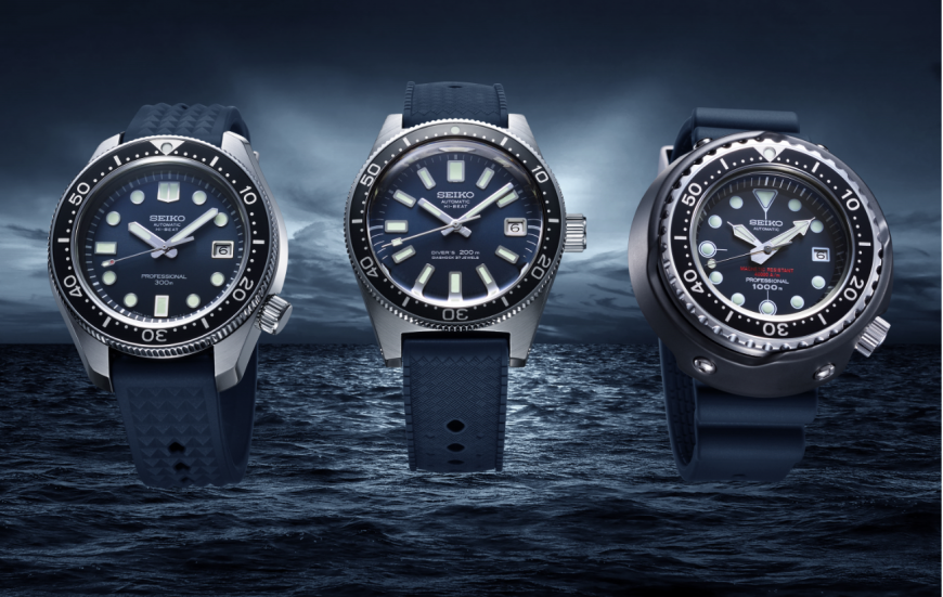  Seiko Prospex結合傳承與進化的三款現代演繹復刻版腕錶。  錶款型號 : SLA039J1、SLA037J1、SLA041J1(由左至右)