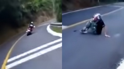騎士壓車重摔!腳踝「骨斷剩皮」滴血 網嚇:治好也廢了