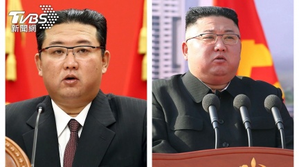 北韓領導人金正恩於今年勞動黨76周年黨慶演說(左)，身形較以往消瘦。(圖／達志影像美聯社)