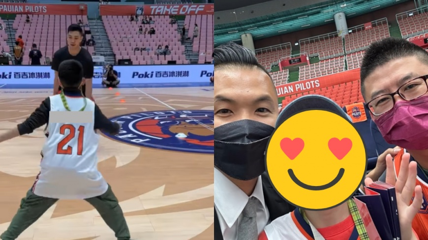 陳建州安排換換與領航猿球員一起練球。 (圖/翻攝自陳建州臉書) 有洋蔥!特教生筷子都拿不好 卻因「想打籃球」學會運球
