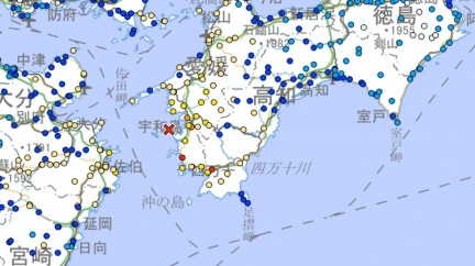 日本四國22：14規模6.4強震　最大震度6弱