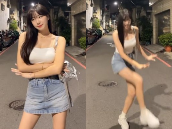 安芝儇在台灣街頭俏皮熱舞，短短一天就吸引2.9萬人按讚朝聖。（圖／翻攝自「@wlgus2qh」IG）