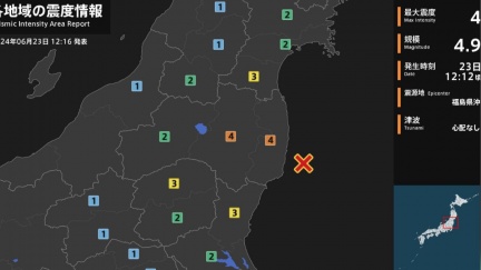 日本福島外海發生規模4.9地震　東京也搖晃