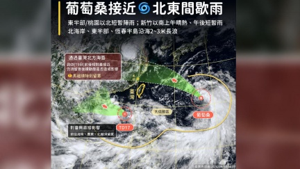 輕颱葡萄桑「週四最近台」！一圖看降雨趨勢