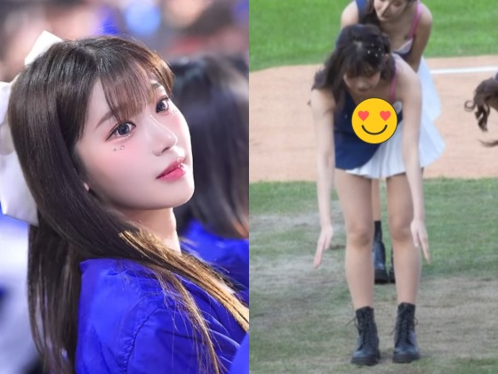 李珠珢鞠躬致謝忘遮胸口，意外大放福利。（圖／翻攝自「@0724.32」IG、「台式應援團 Taiwaning LA」YT）