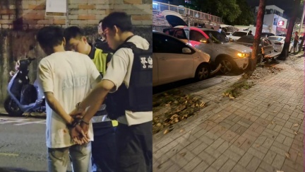 台中毒犯擁5槍遭圍捕上膛對峙　撞警車流鼻血落網