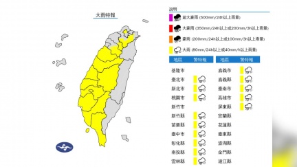 午後對流旺盛「15縣市大雨特報」　大雷雨狂轟4地