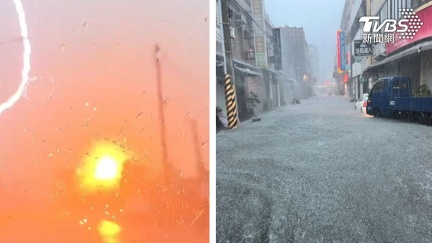 暴雨釀災！彰化泡水4478戶沒電用　閃電劈電桿炸火花