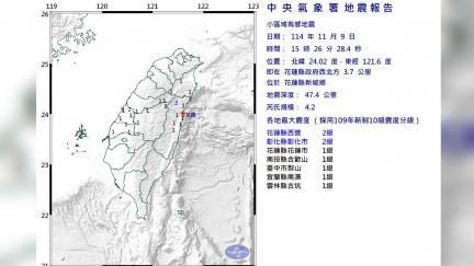 半小時內連兩震！花蓮地震規模4.2　6縣市有感