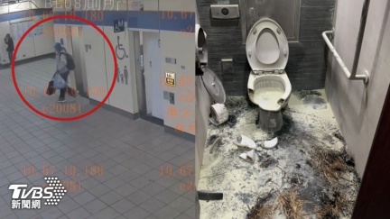 台中翁北捷連環縱火　2男廁所驚逃、馬桶碎裂畫面曝