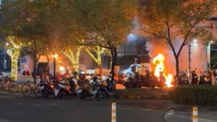 屏東林邊男火車站外丟汽油彈「炸火光」　嚇人畫面曝