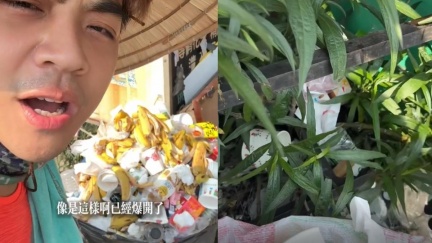 46萬香燈腳湧入　盆栽全是垃圾袋子滿到爆開