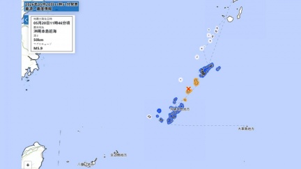 沖繩近海規模5.9地震　鹿兒島最大震度5強