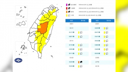 14縣市大雨特報　大雷雨警戒區域曝光