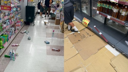日本藥局商品散落一地　礦泉水全都被搶空