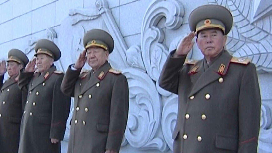 2017年2月16日，北韓紀念金正日七十五週年誕辰，軍隊舉行誓師大會，向勞動黨委員長金正恩表達忠誠。（取自東方IC）