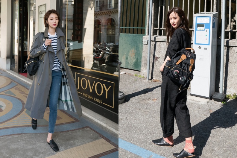 1Joon Hee GO wearing Burberry Tropical Gabardine Trench Coat and Large Rucksack in Paris on 9th of April 2017 - 1.jpg