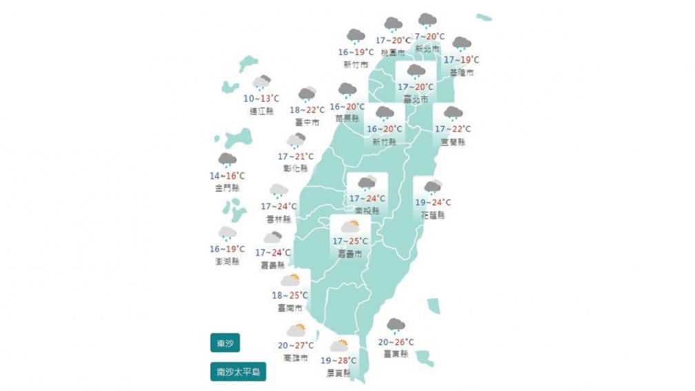 本週天氣變化大！鋒面通過北台灣兩天一變，這天起天氣好轉氣溫回升