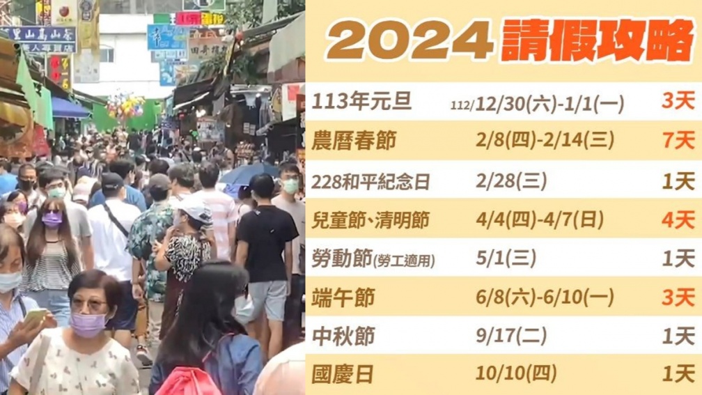 2024年「２大連假」沒了！只剩2/17要補班，１圖看2024請假攻略