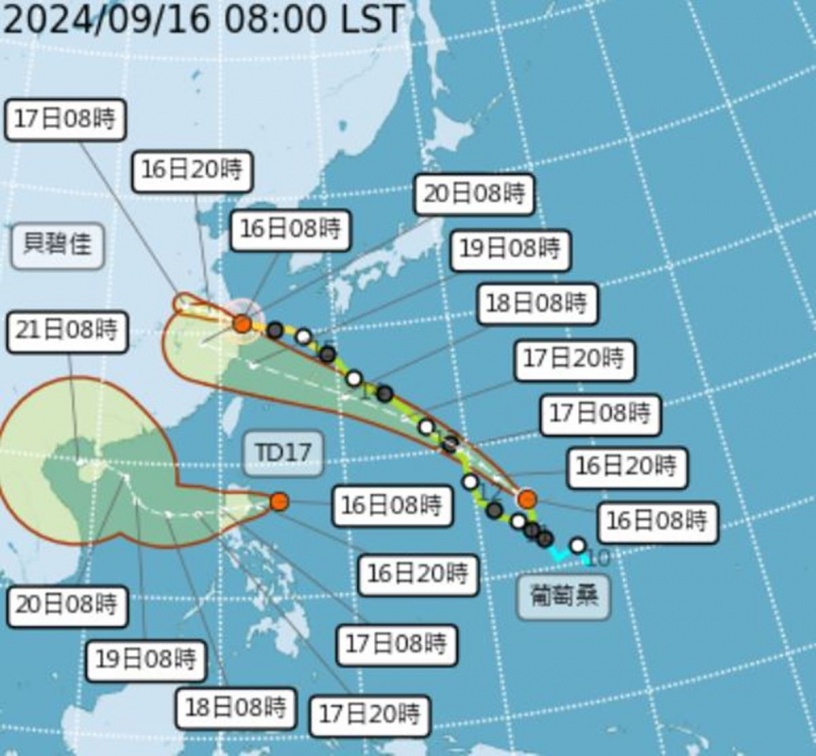 今晚起變天降雨！「葡萄桑」颱風這天最靠近台灣，專家曝１狀況發海警