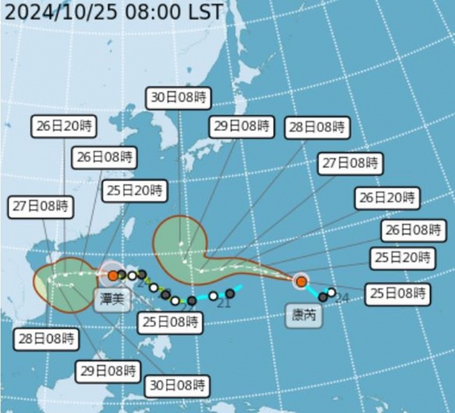 雙颱共舞！康芮颱風今生成最新路徑曝，７縣市發布豪大雨特報