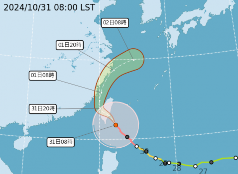 強颱康芮威力驚人！11/1續放颱風假？最新風雨預測：明這些縣市達停班課標準