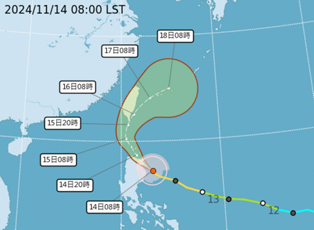 天兔颱風快速增強！專家曝「明天４地有機會颱風假」，１圖看全台風雨時程