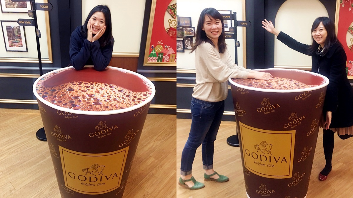 巨大GODIVA熱巧克力杯，來快閃店當杯緣子！