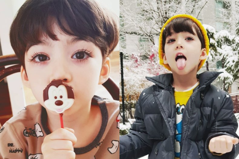 直戳心臟！韓國5歲混血小男模的長睫毛、大電眼，融化姊姊和姨母們