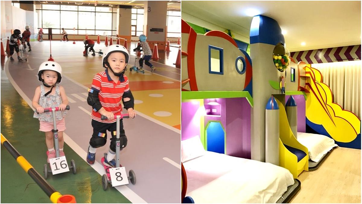小孩樂歪了！2家親子飯店首創玩樂：400公尺滑板車道、房內巨型扭蛋機