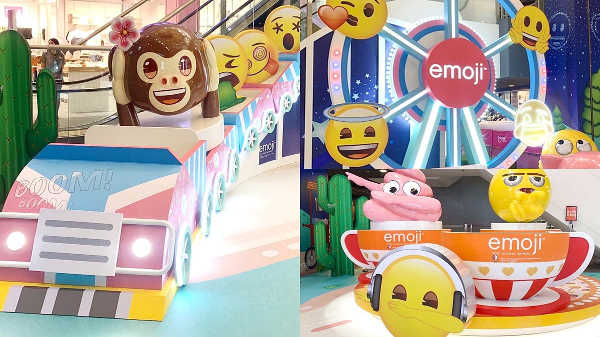 「emoji表情符號」有樂園了！免費玩2層樓雲霄飛車、摩天輪