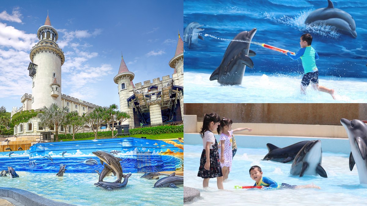 最新設施！遠雄海洋公園最新「海豚3D戲水池」，跟海豚合照