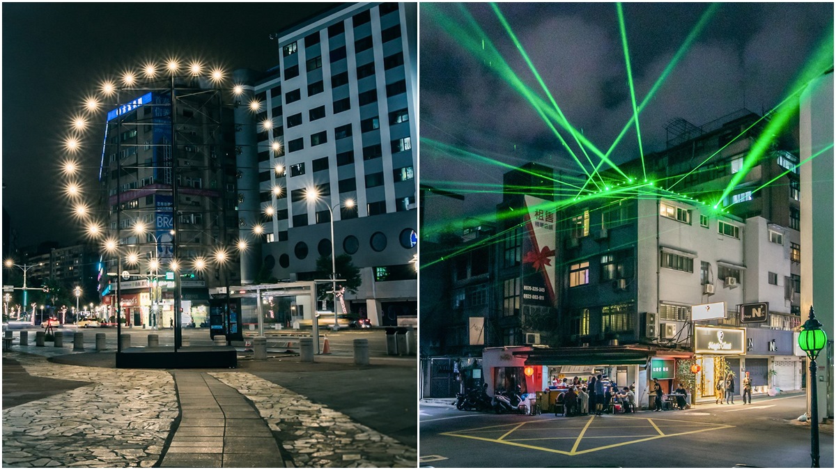 東區變身科幻電影場景！神祕「光電獸」進駐龍門廣場、綠光蜘蛛網飛滿天