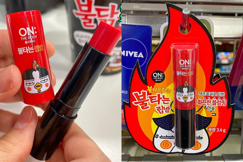 辣腫紅唇讓人意外想親！韓國辣雞麵跨界聯名推出「燃燒系護唇膏」
