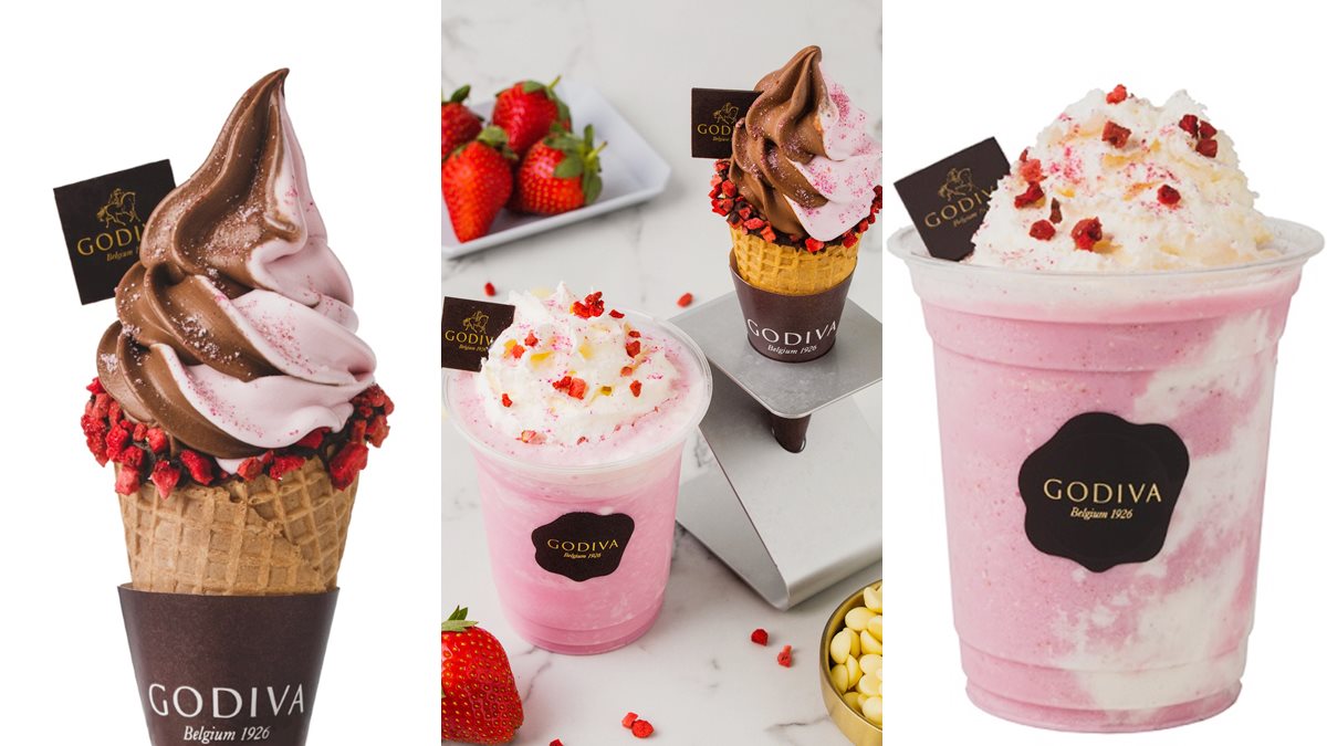 台灣粉好幸福！GODIVA獨家「草莓新品」：草莓巧克力霜淇淋、草莓白巧克力奶昔
