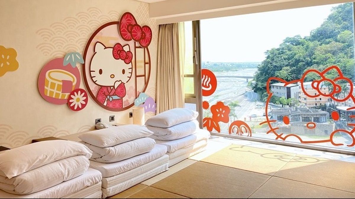 全台唯一「Hello Kitty」主題房！270度房間泡溫泉、日式浴衣景可拍