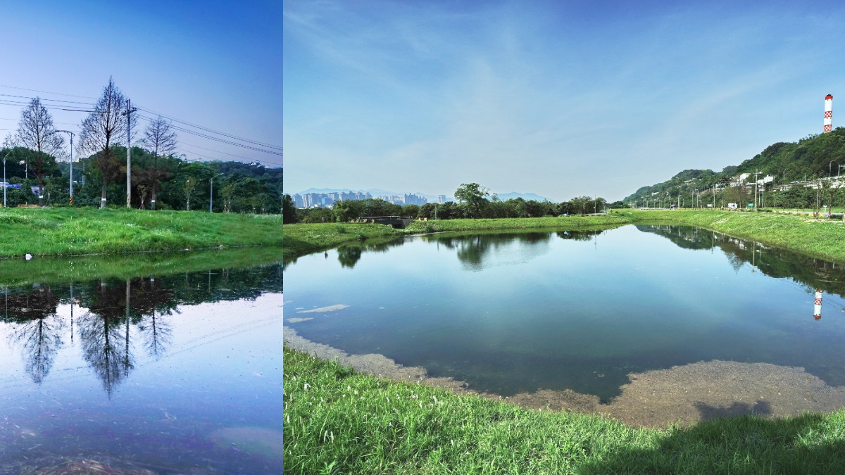 「心形鏡面湖」打卡了！新北河濱隱藏版景點「沐心池」，碎石步道年底完工