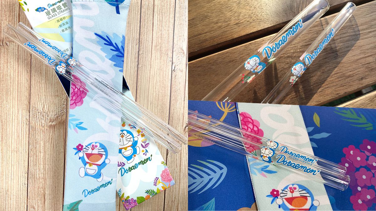 立馬融化！超商獨家開賣「哆啦A夢花朵玻璃吸管」，粗細吸管、吸管刷可愛又環保