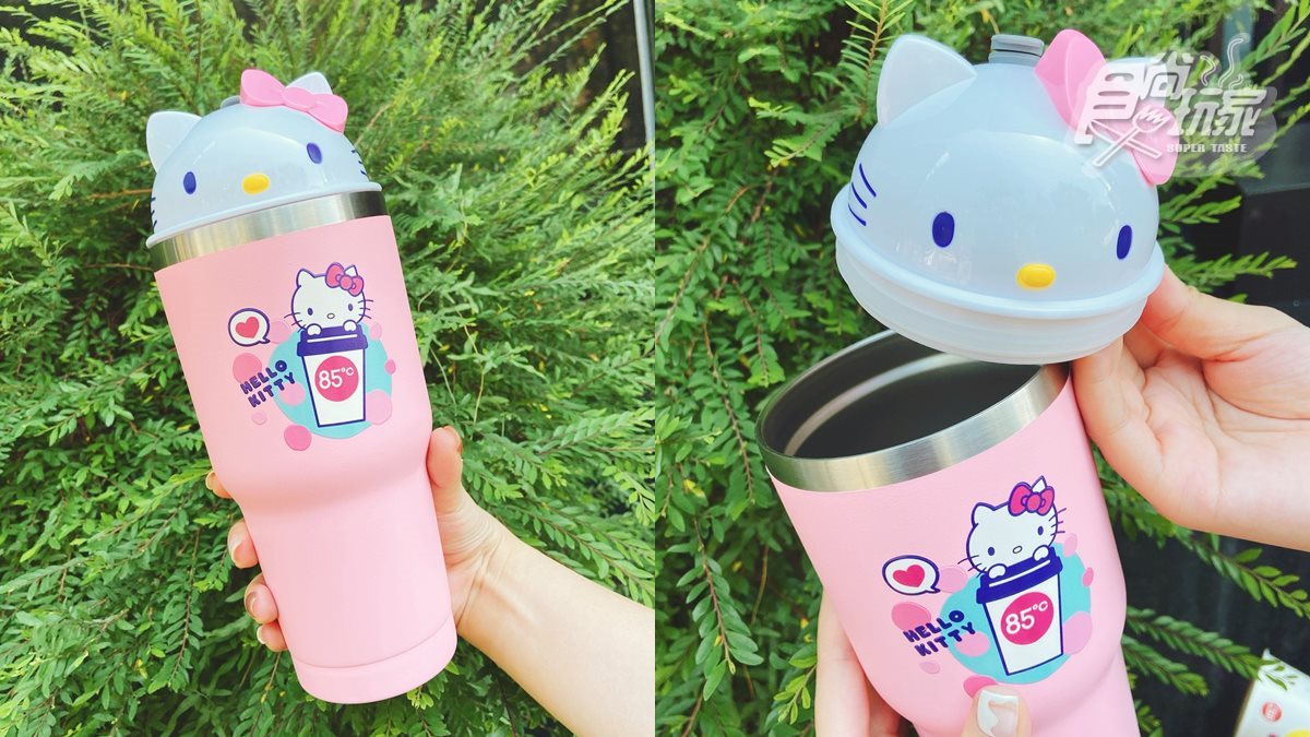貓界女王降臨！85度C第二波「Hello Kitty周邊」：粉紅保冰杯、造型隨手杯