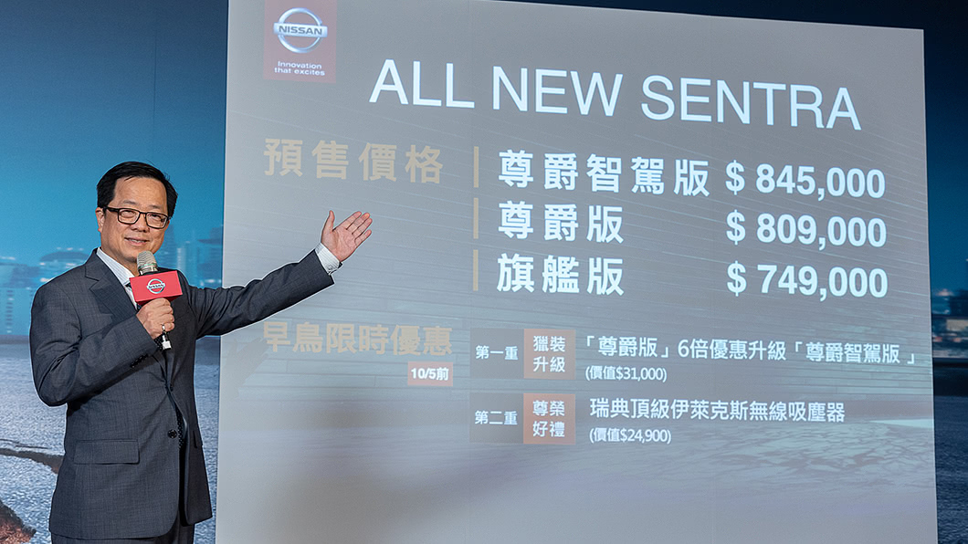 10月5日前預購Sentra尊爵型即可享有加價5,000元升級尊爵智駕版優惠。(圖片來源/ Nissan)