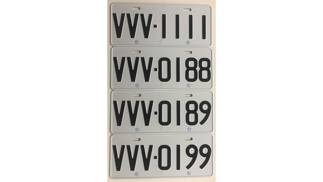 10月底開放競標的VVV車牌，從VVV-0180到VVV-0211，還有VVV-1111等共計30副。(圖片來源/ 公路總局)