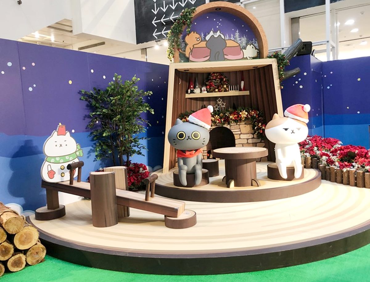 竟然會下雪！全台環球百貨打造「反應過激的貓」森林雪景耶誕貓村，5公尺耶誕樹超夢幻