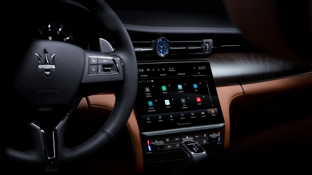 新年式Quattroporte也將中控觸控螢幕加大到10.1吋，且配置MIA智能多媒體系統。(圖片來源/ Maserati)