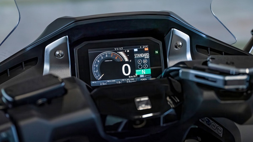 Forza 750配備五吋TFT全彩液晶螢幕，可透過APP以手機連線。(圖片來源/ Honda)